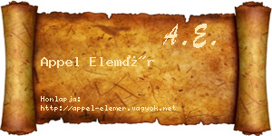 Appel Elemér névjegykártya